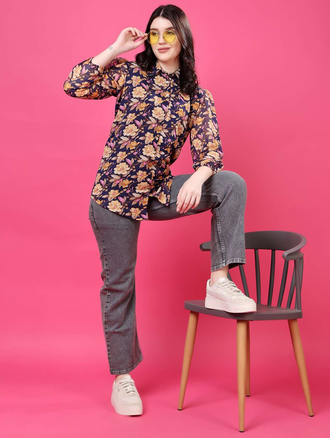 multi colored georgette regular shirt - 22077611 - Standard Image - 6