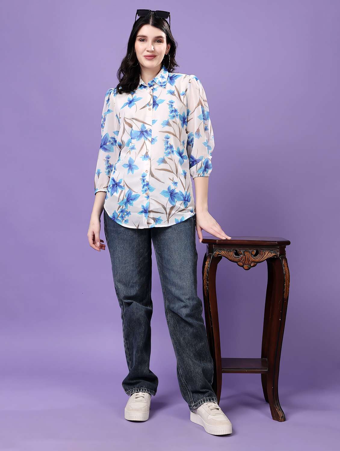 multi colored georgette regular shirt - 22077612 - Standard Image - 6
