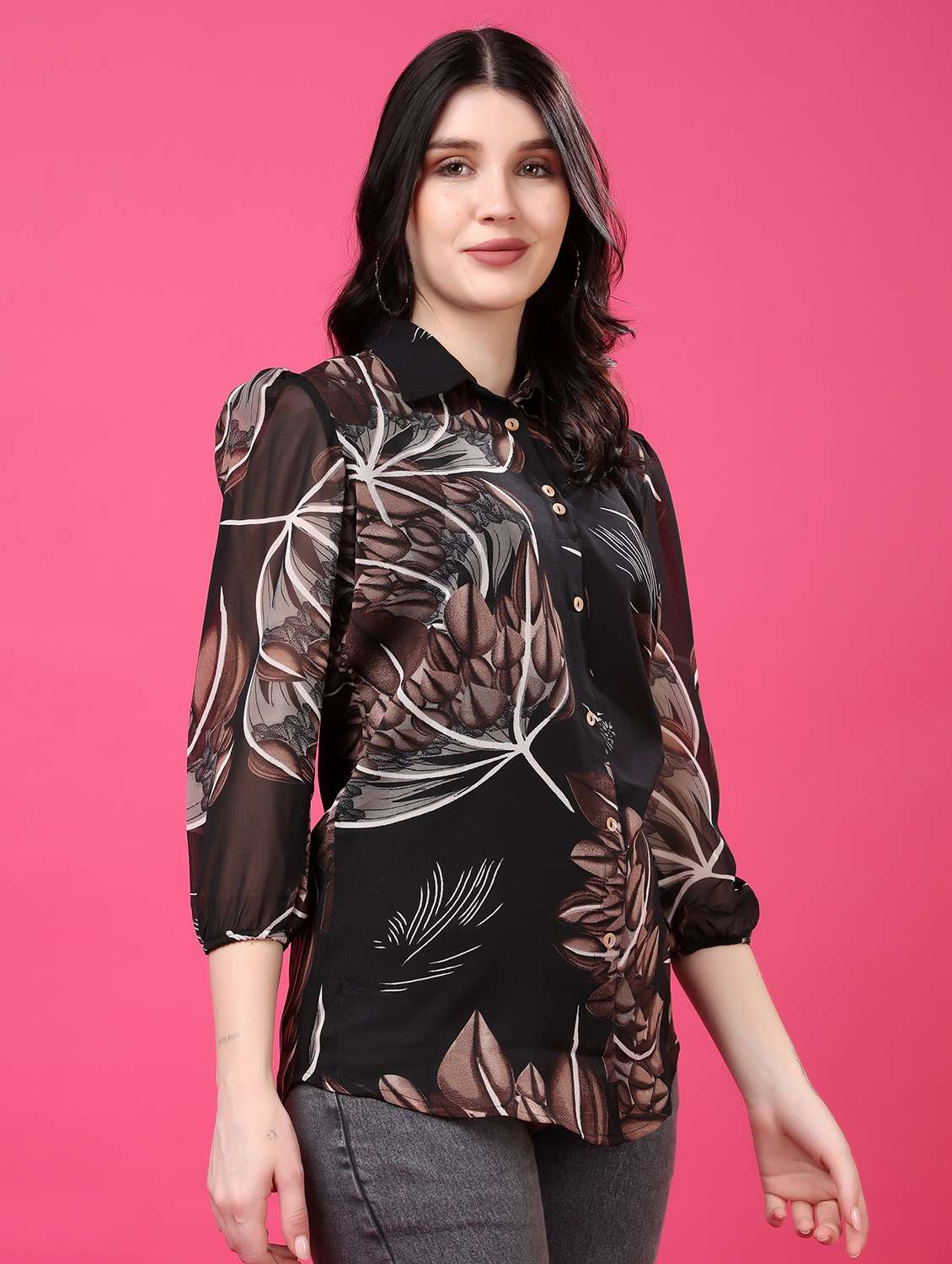 multi colored georgette regular shirt - 22077615 - Standard Image - 4