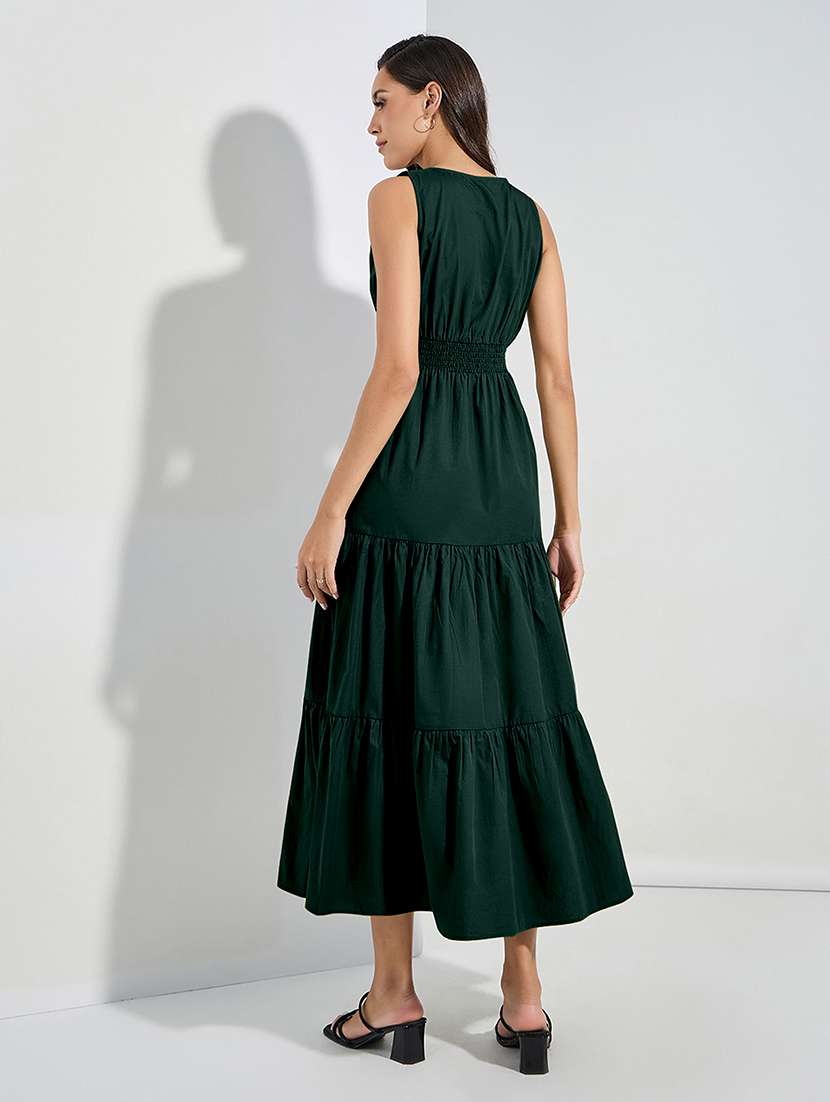 women solid sleeveless tiered dress - 22077625 -  Standard Image - 1