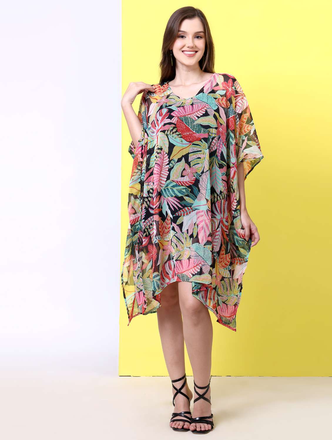 women printed kimono sleeve kaftan dress - 22077722 -  Standard Image - 1