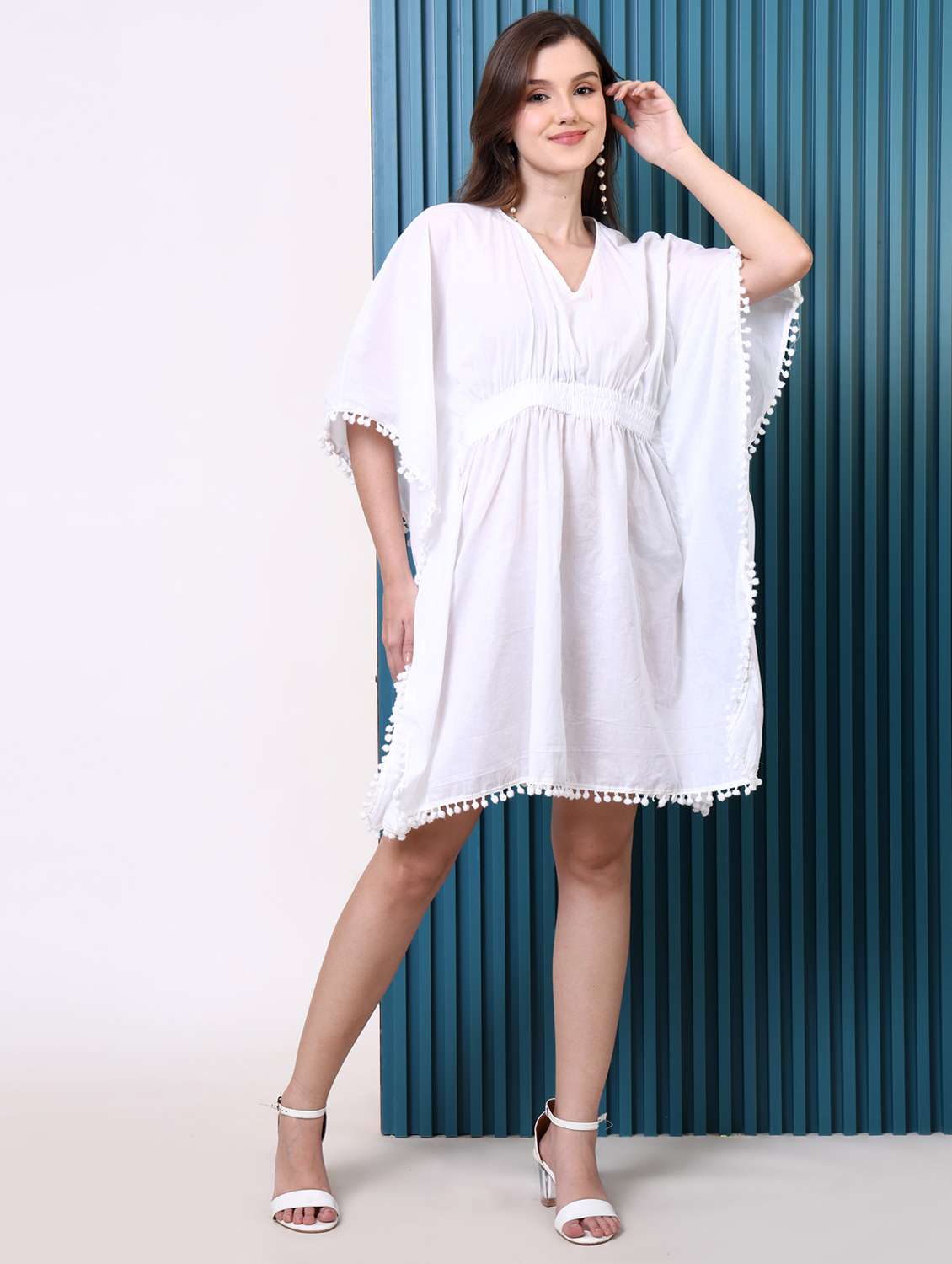 women solid kimono sleeve kaftan dress - 22077726 - Standard Image - 1