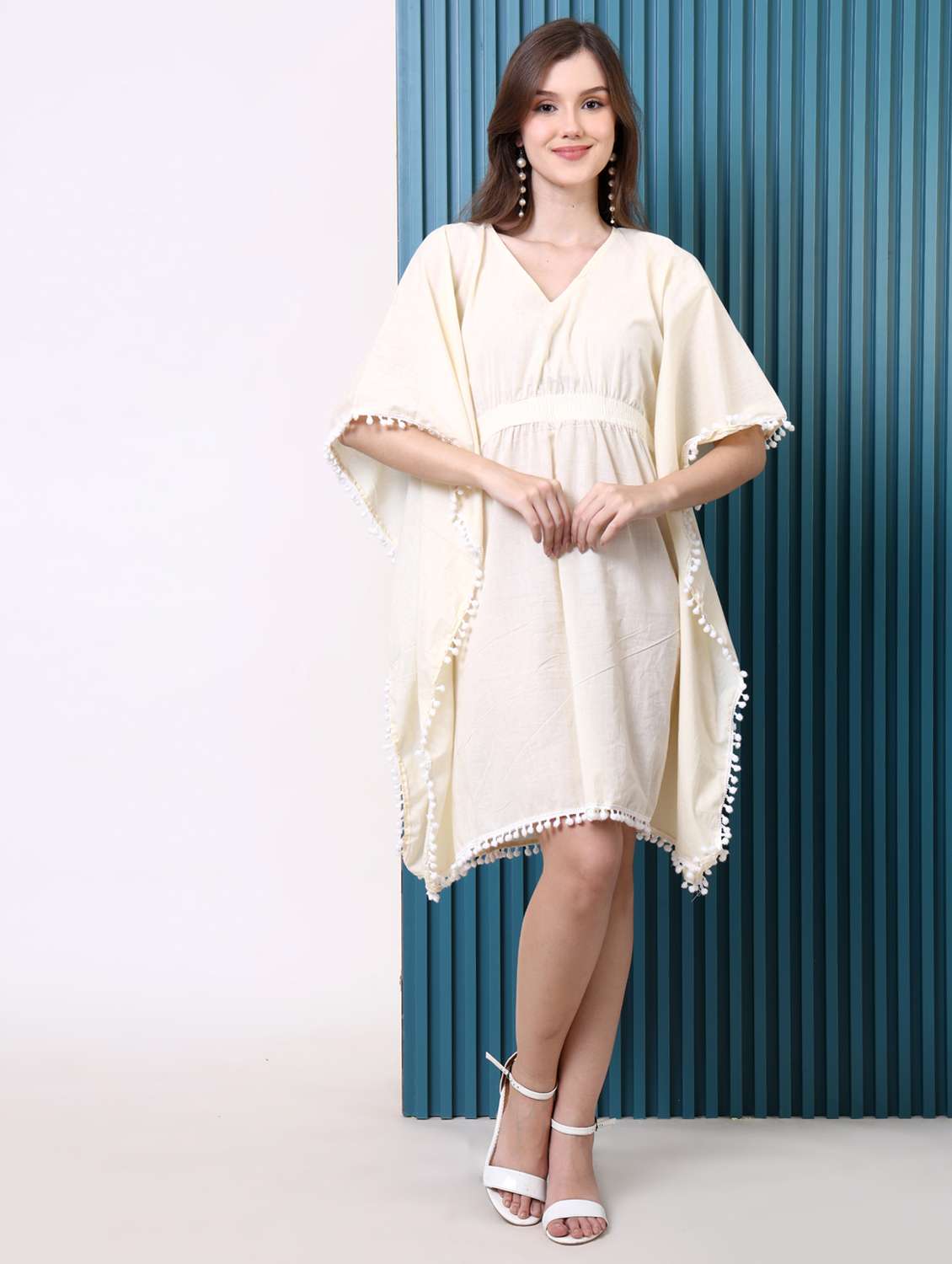 women solid kimono sleeve kaftan dress - 22077727 - Standard Image - 1