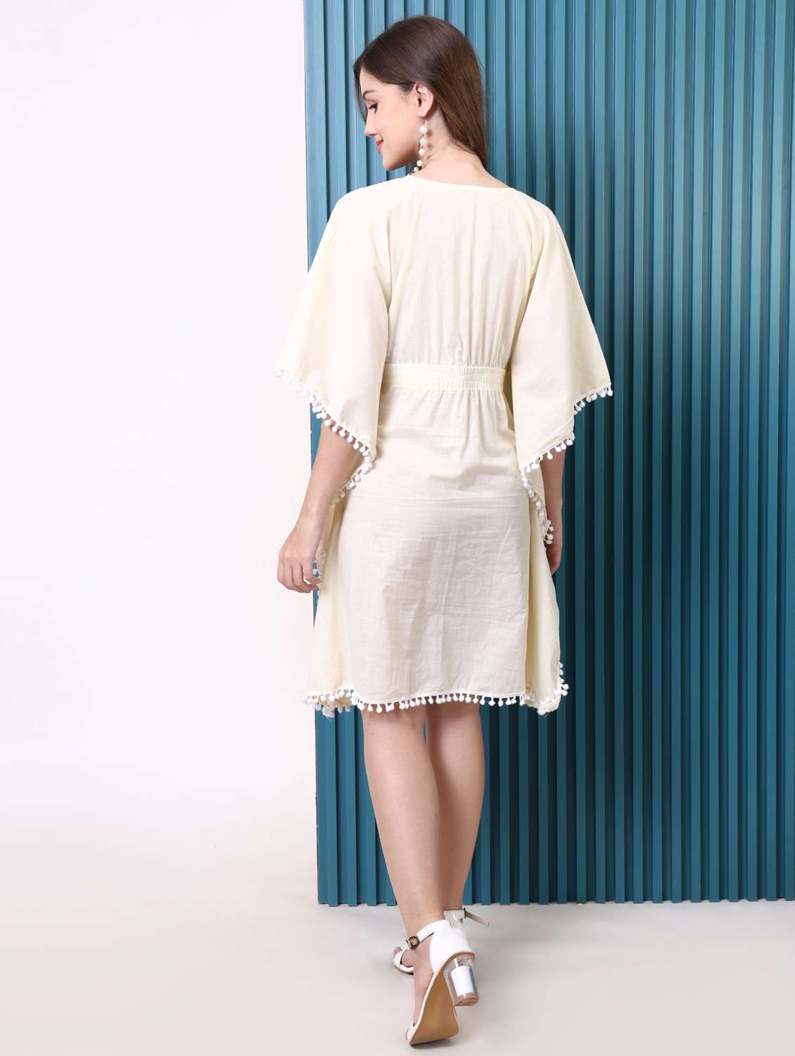 women solid kimono sleeve kaftan dress - 22077727 - Standard Image - 4