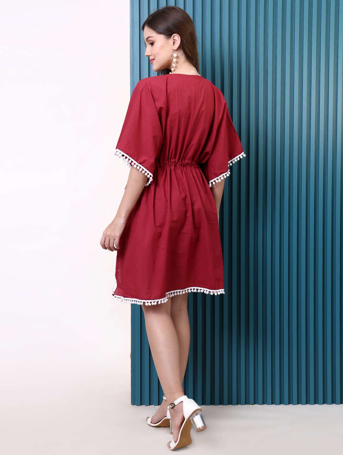 women solid kimono sleeve kaftan dress - 22077730 -  Standard Image - 4
