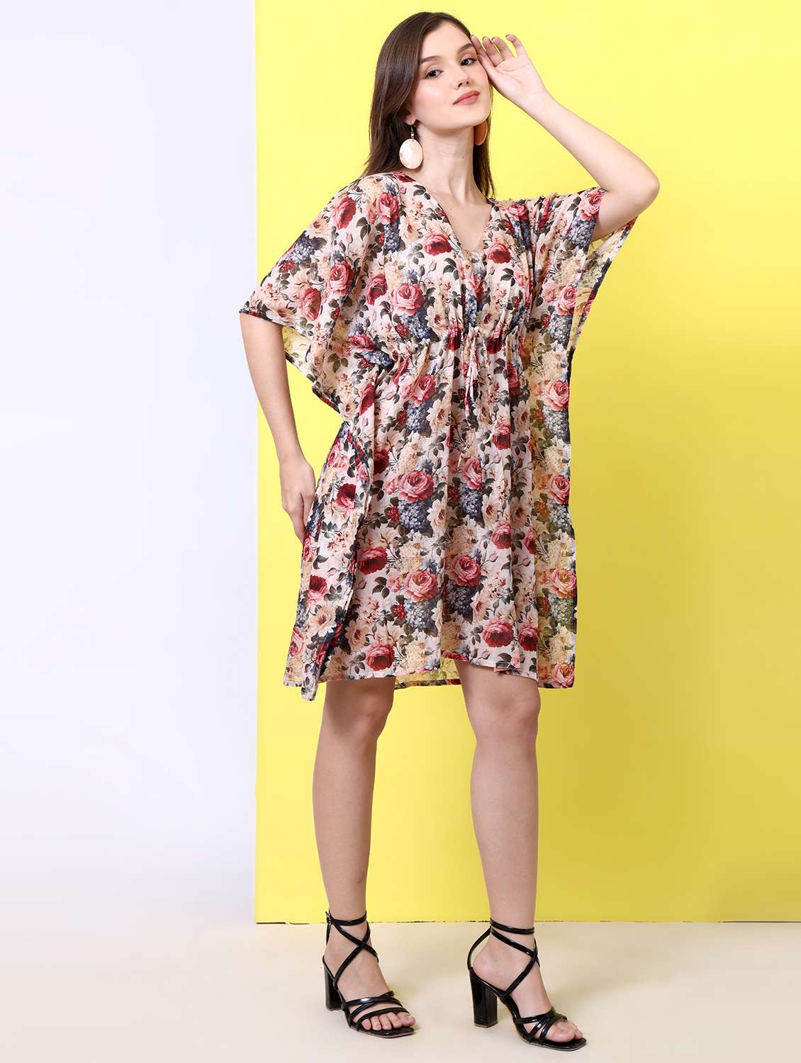 women printed kimono sleeve kaftan dress - 22077731 - Standard Image - 1