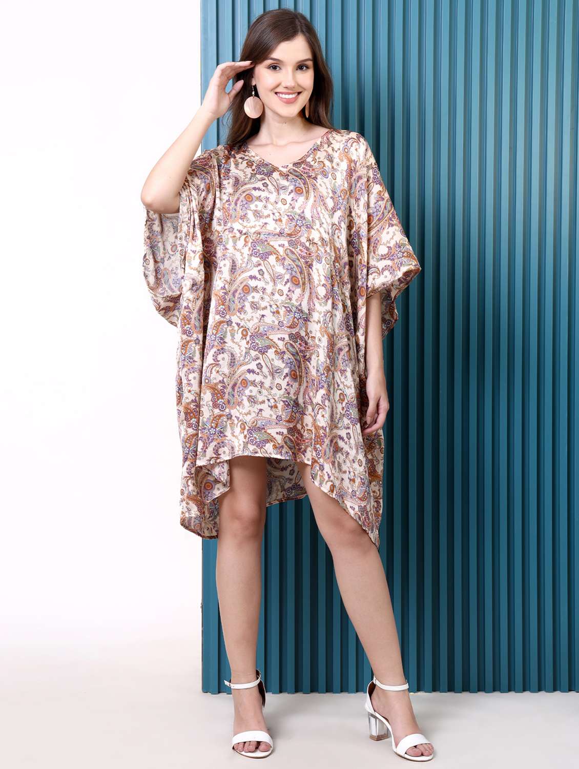women printed kimono sleeve kaftan dress - 22077732 - Standard Image - 1