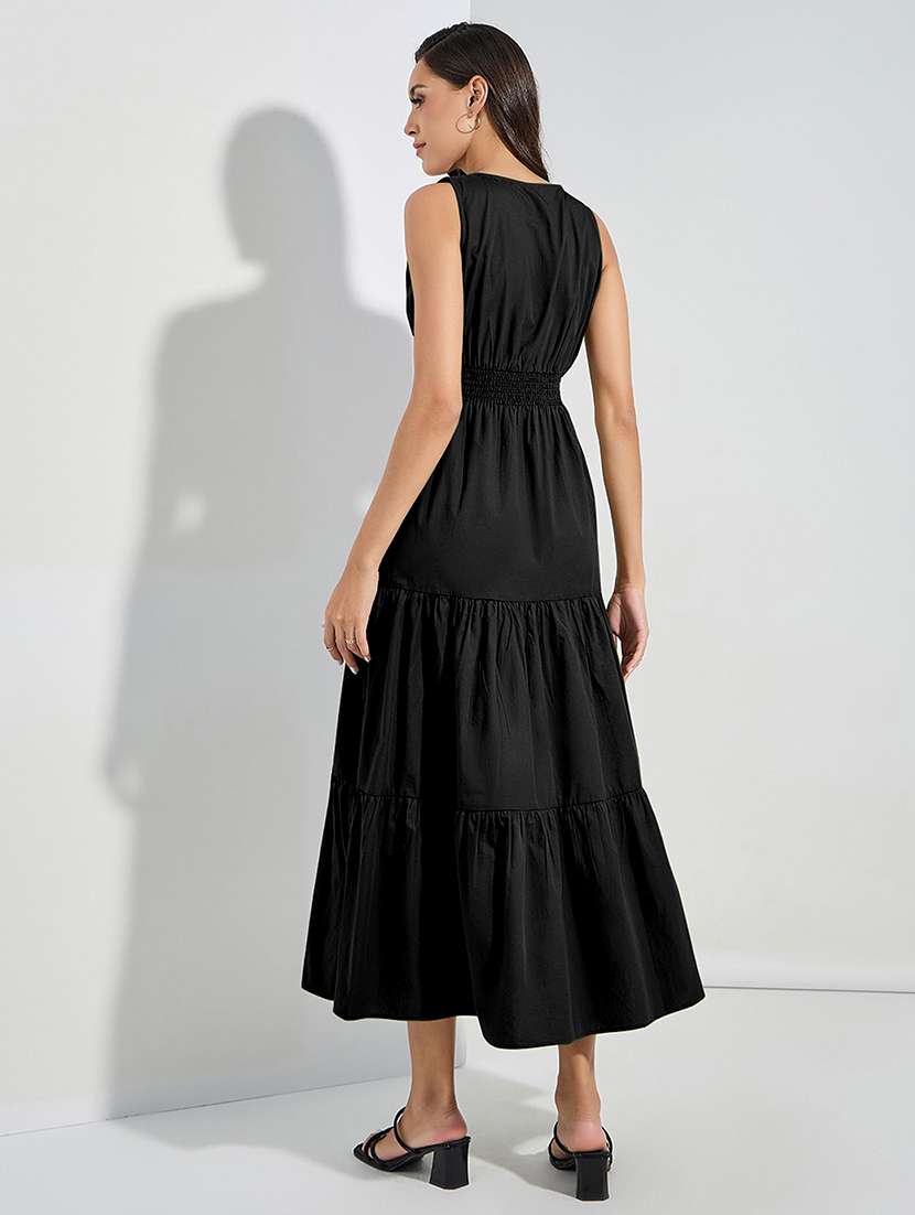 women solid sleveeless tiered dress - 22077803 -  Standard Image - 1