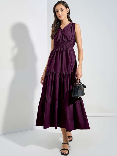 women solid sleveeless tiered dress - 22077808 -  Standard Image - 0