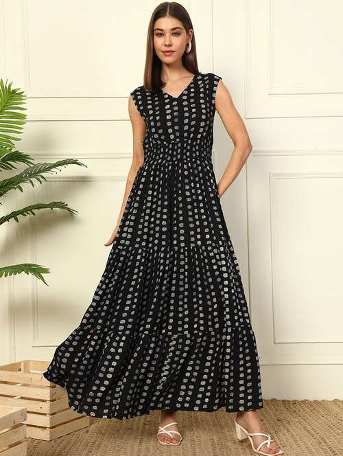 women printed sleeveless tiered maxi dress - 22077966 - Standard Image - 0
