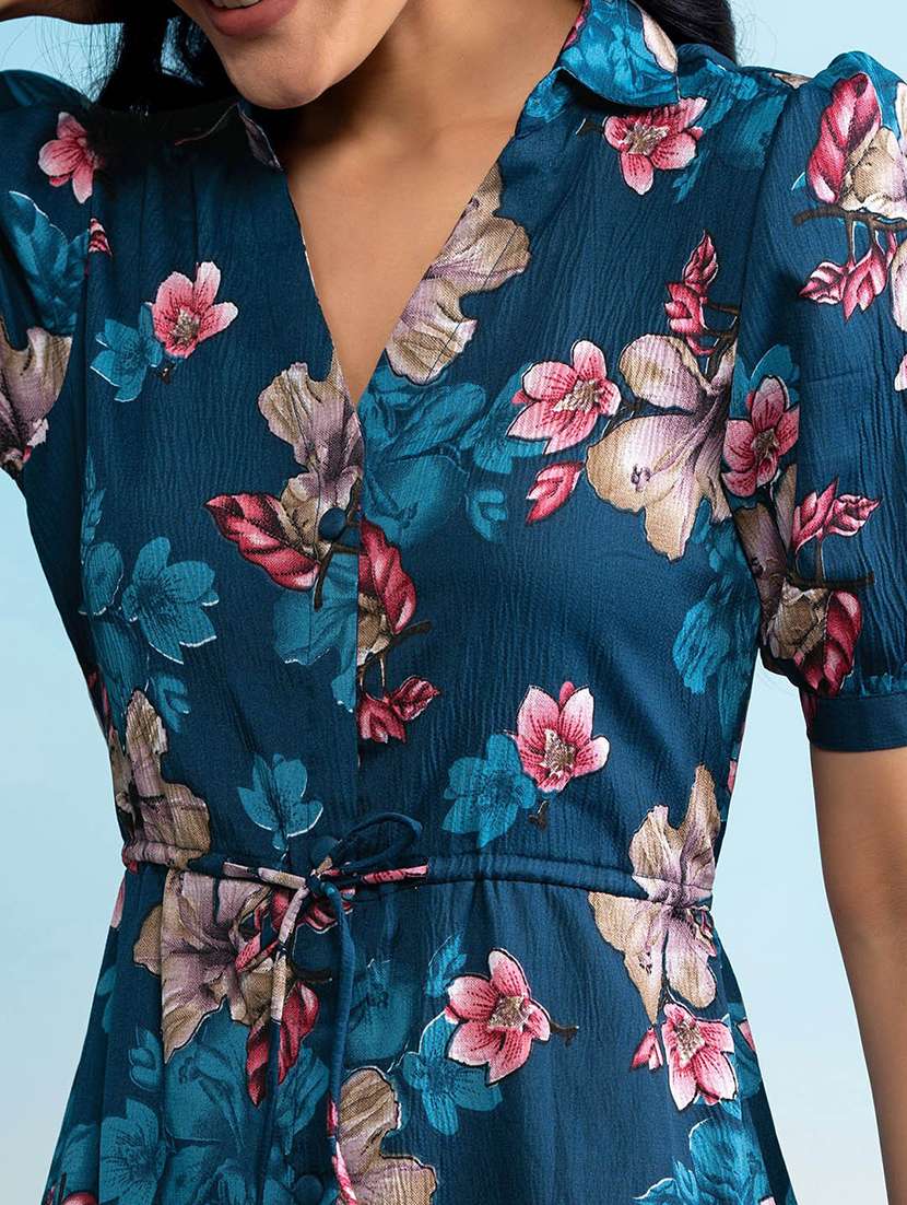 women floral printed puff sleeve tiered dress - 22078142 - Standard Image - 4
