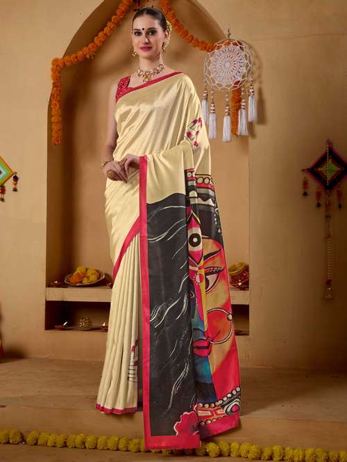 women printed casual wear saree with blouse - 22078185 -  Standard Image - 0