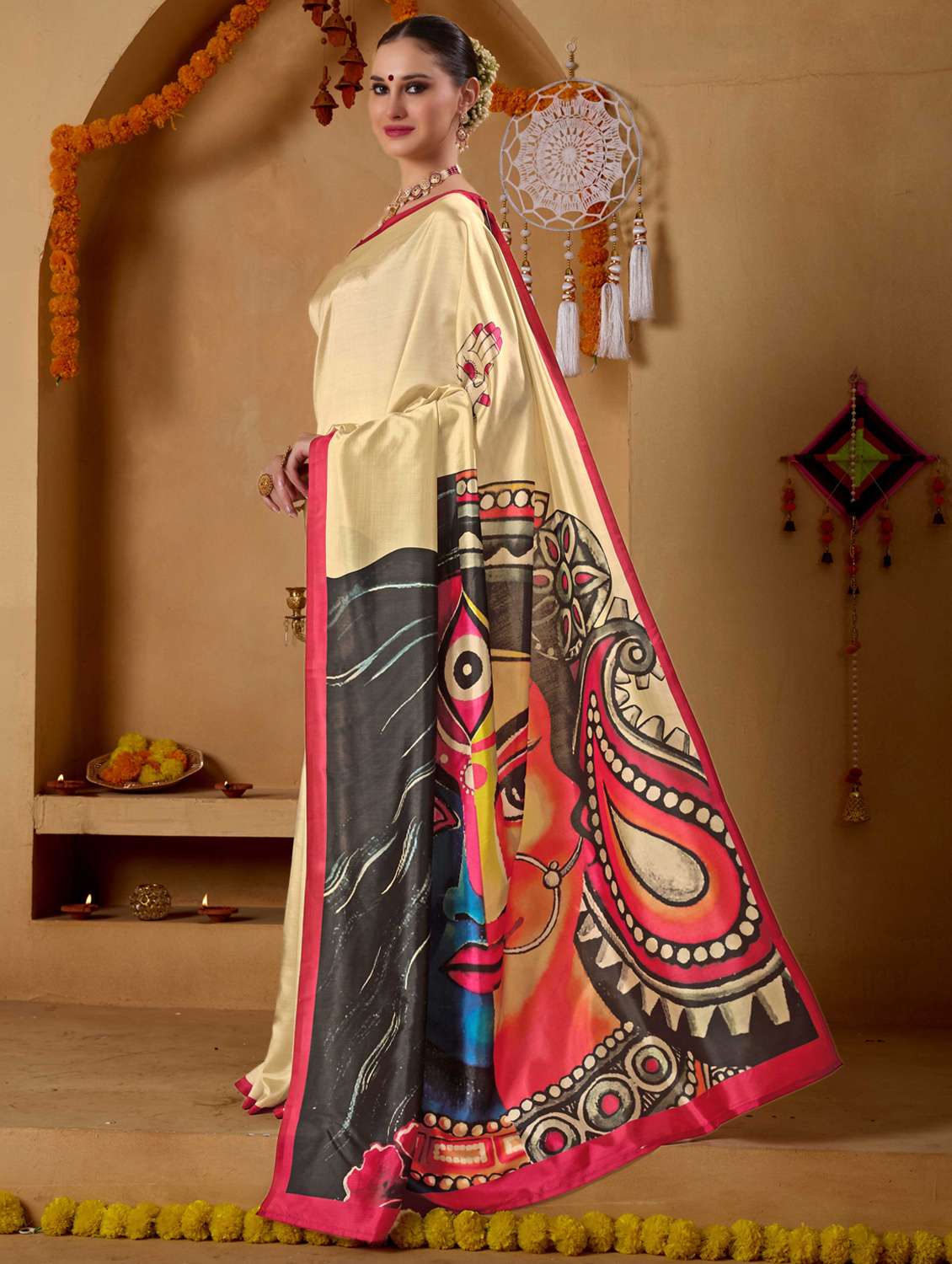 women printed casual wear saree with blouse - 22078185 - Standard Image - 4