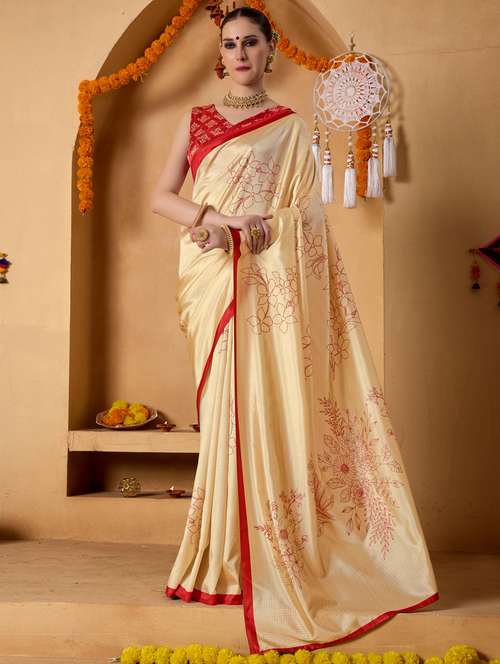 women printed casual wear saree with blouse - 22078186 -  Standard Image - 0