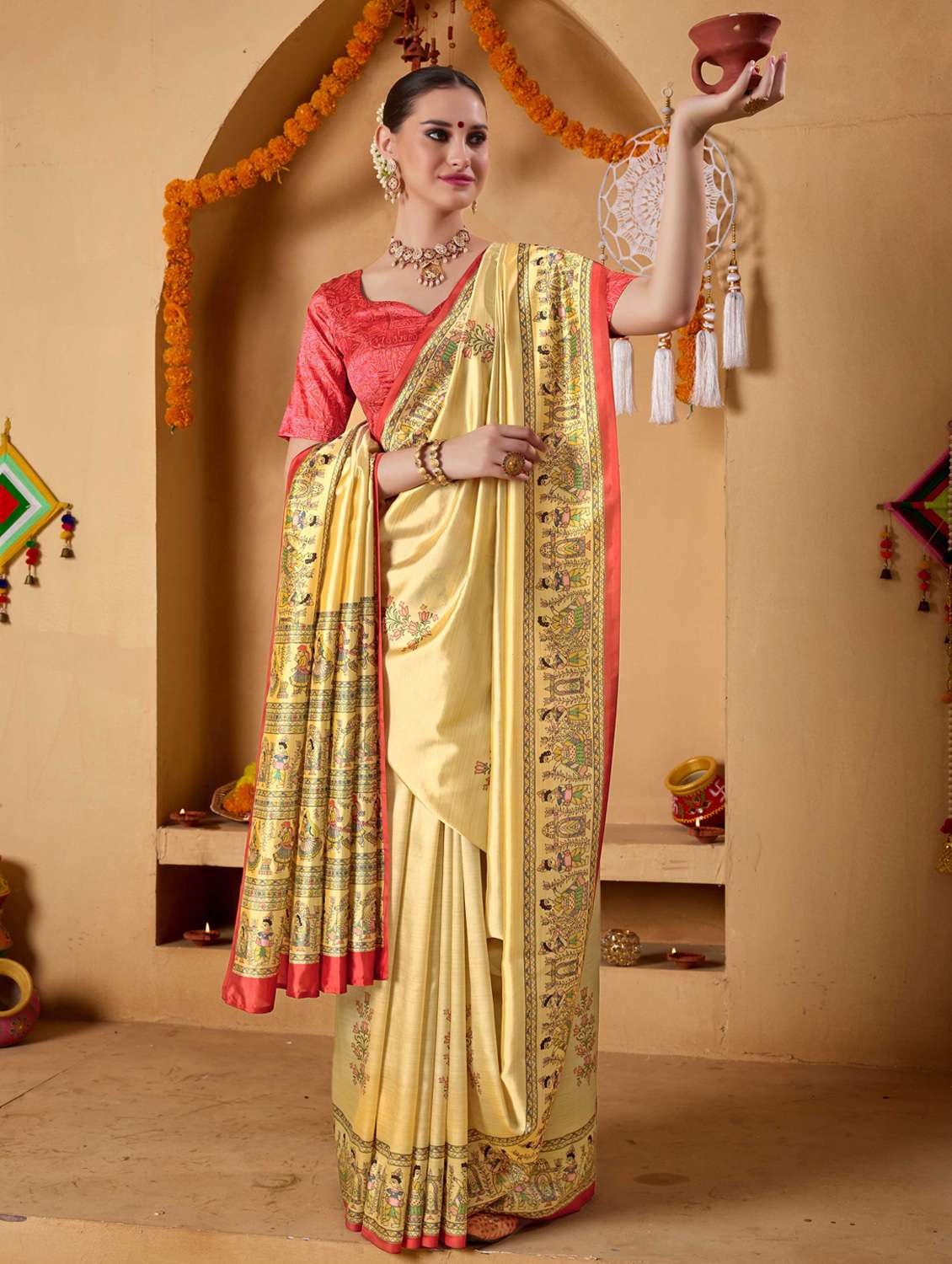 women printed casual wear saree with blouse - 22078188 - Standard Image - 1