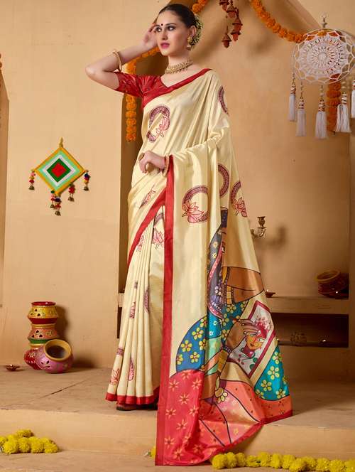 women printed casual wear saree with blouse - 22078191 - Standard Image - 0
