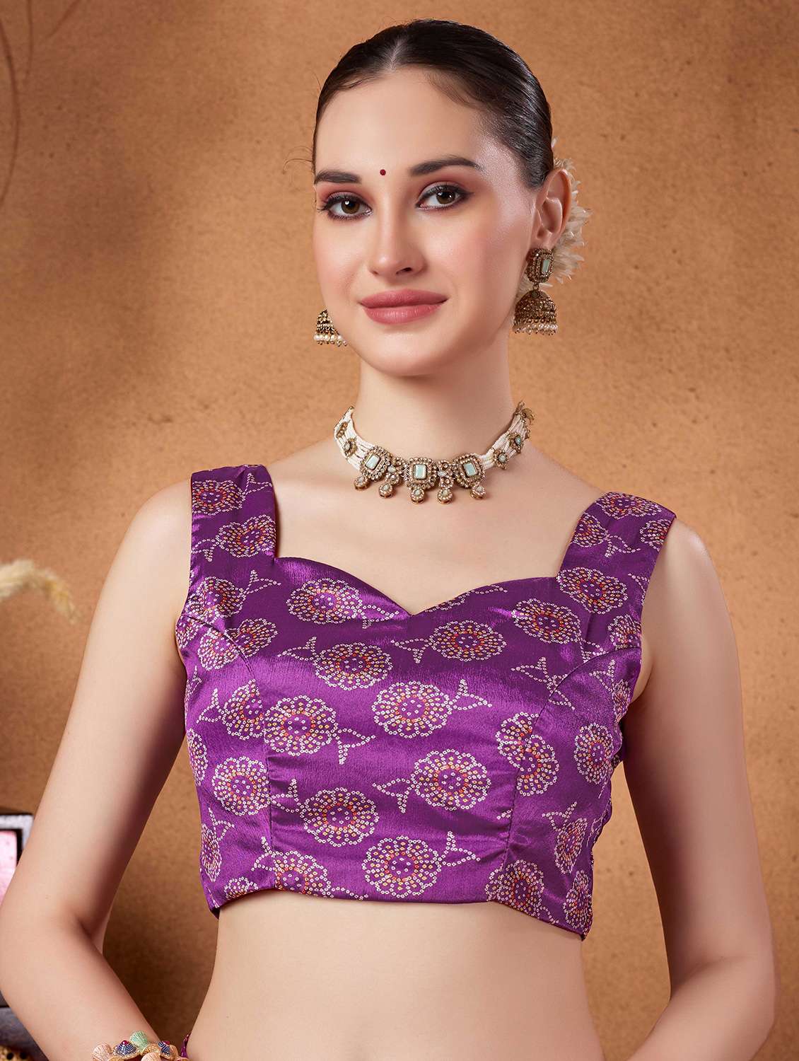 women bandhani ready to wear saree with blouse - 22078192 -  Standard Image - 4