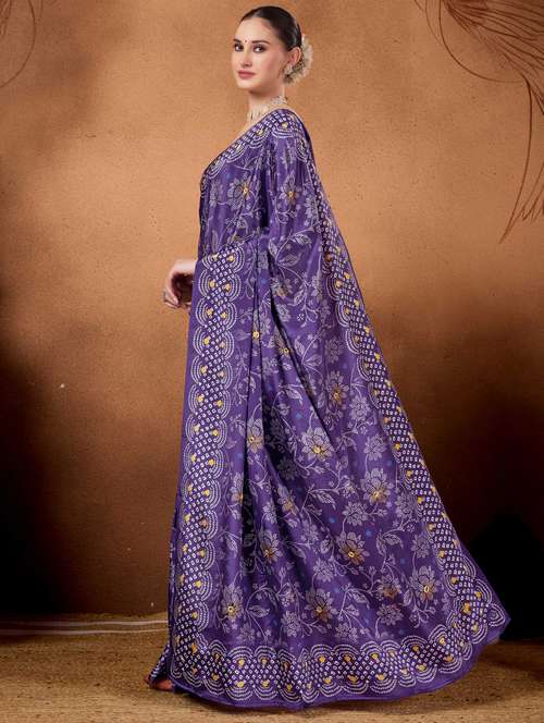 women bandhani ready to wear saree with blouse - 22078197 - Standard Image - 0