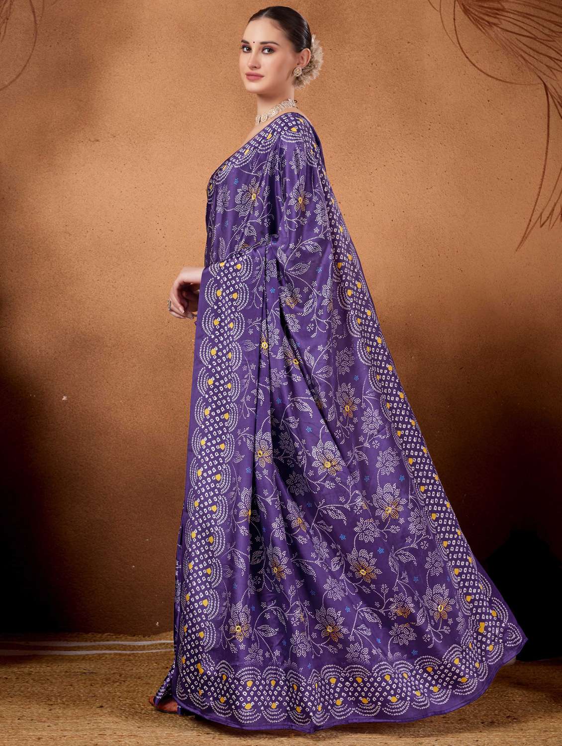 women bandhani ready to wear saree with blouse - 22078197 - Zoom Image - 0