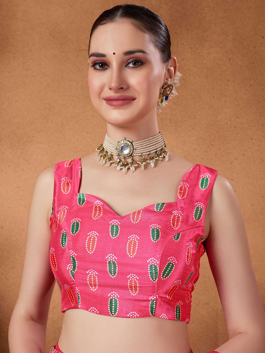 women bandhani ready to wear saree with blouse - 22078199 - Standard Image - 4