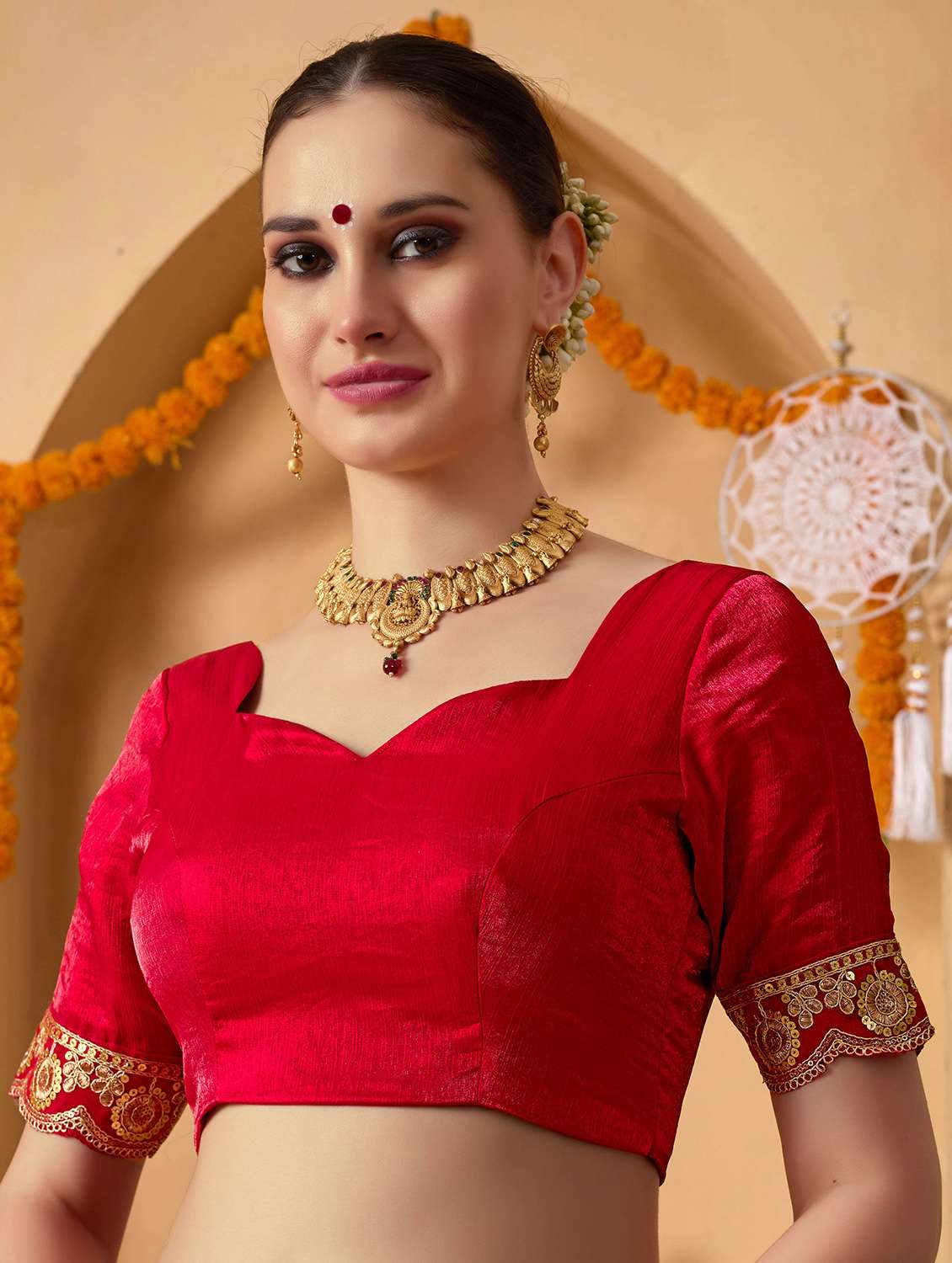 women solid with bordered ready to wear saree with blouse - 22078211 -  Standard Image - 4