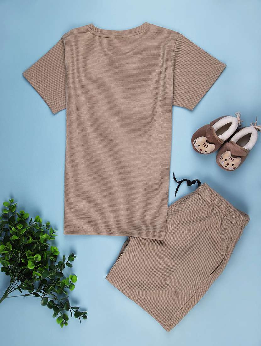 Boys Solid T-shirt And Shorts Co-ord Set - 22078217 -  Standard Image - 1