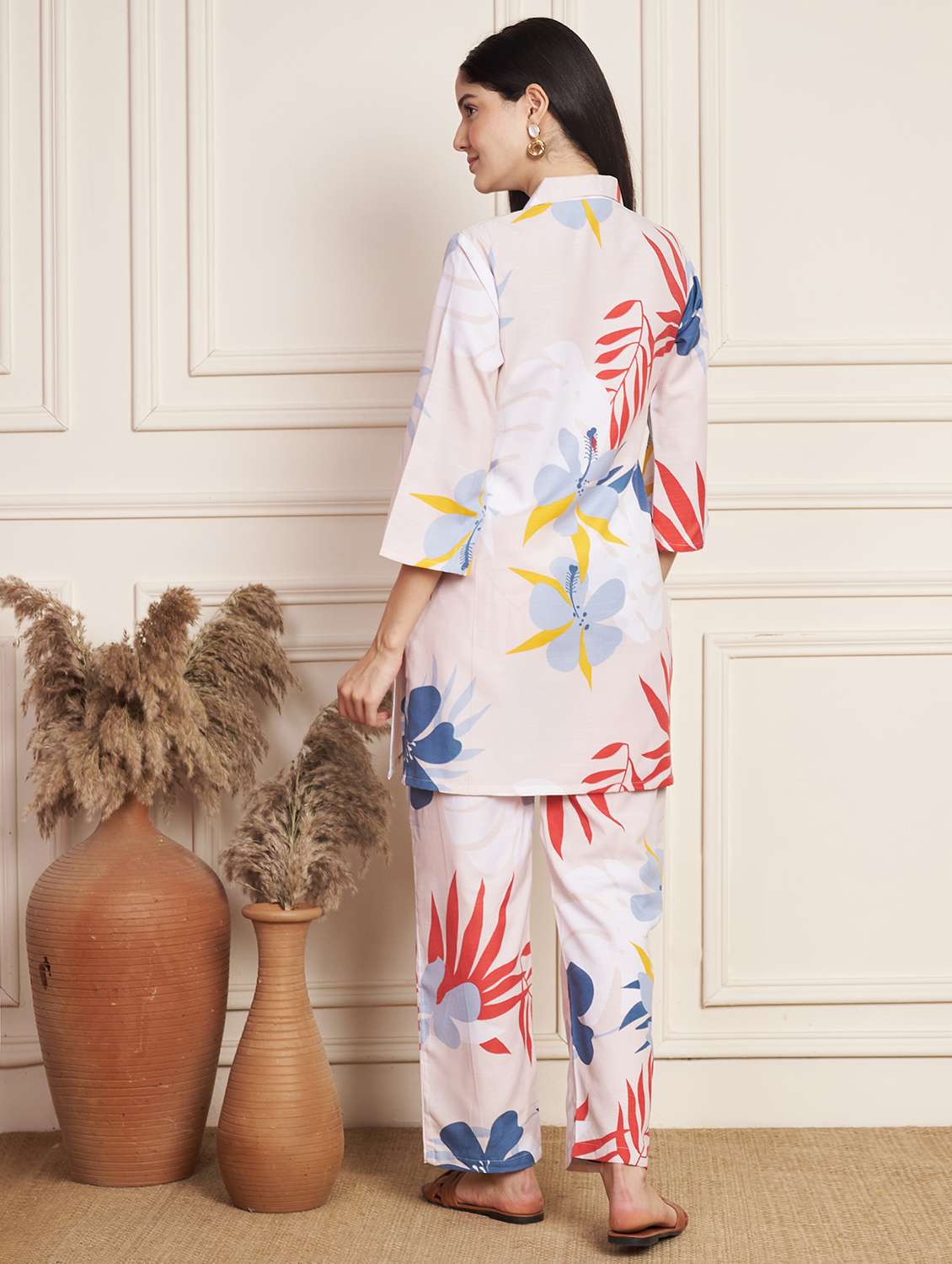women printed top and trouser co-ord set - 22078242 - Standard Image - 4