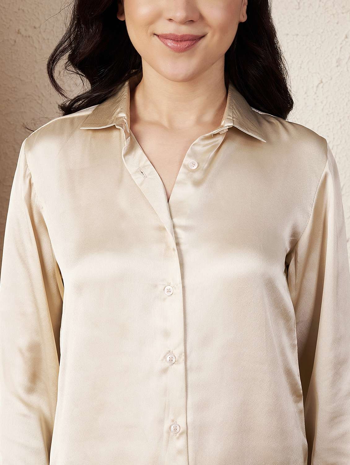 women solid collared long sleeve shirt - 22078249 - Standard Image - 4