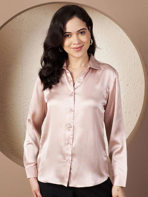 women solid collared long sleeve shirt - 22078250 - Standard Image - 0