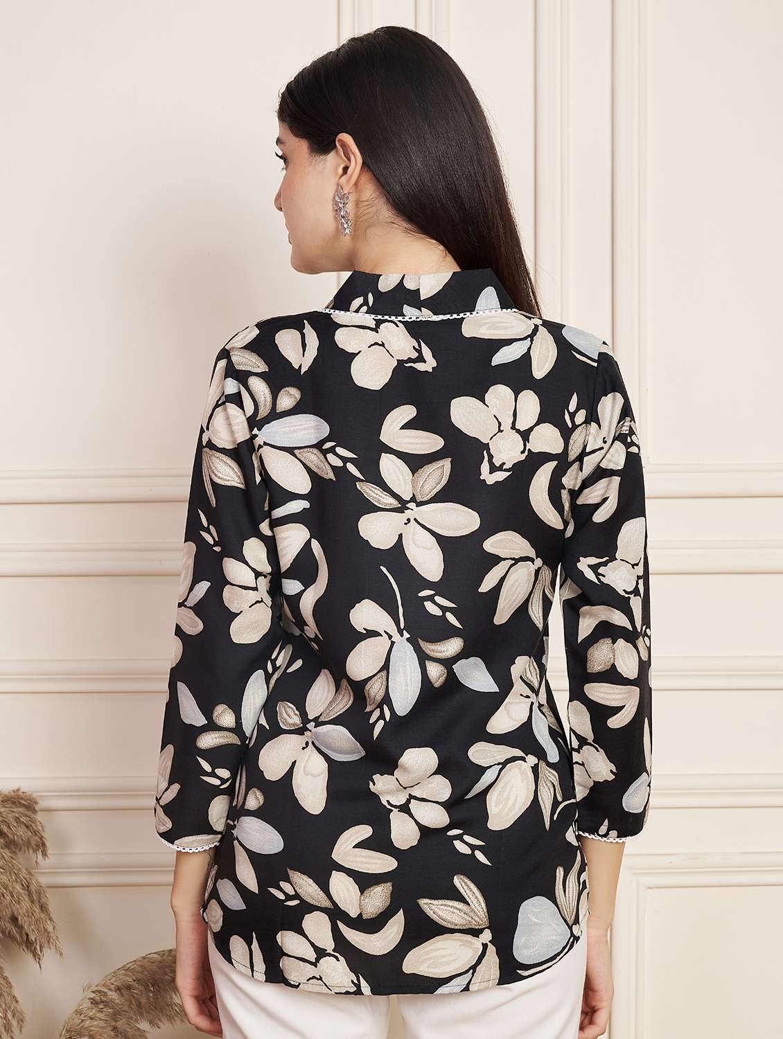 women printed three quarter sleeve regular top - 22078252 - Standard Image - 4