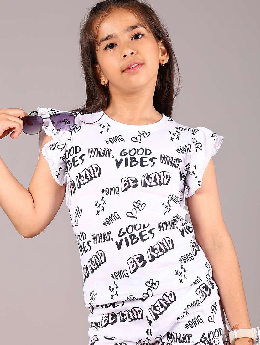 girls printed top and shorts co-ord set - 22078270 -  Standard Image - 1