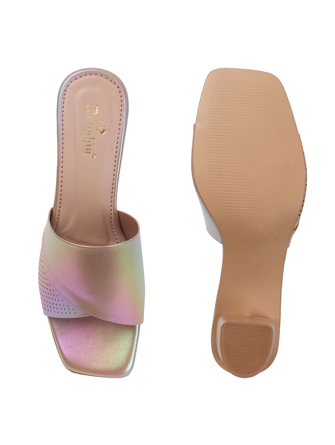 women solid slip on block heel sandal - 22078275 - Standard Image - 4