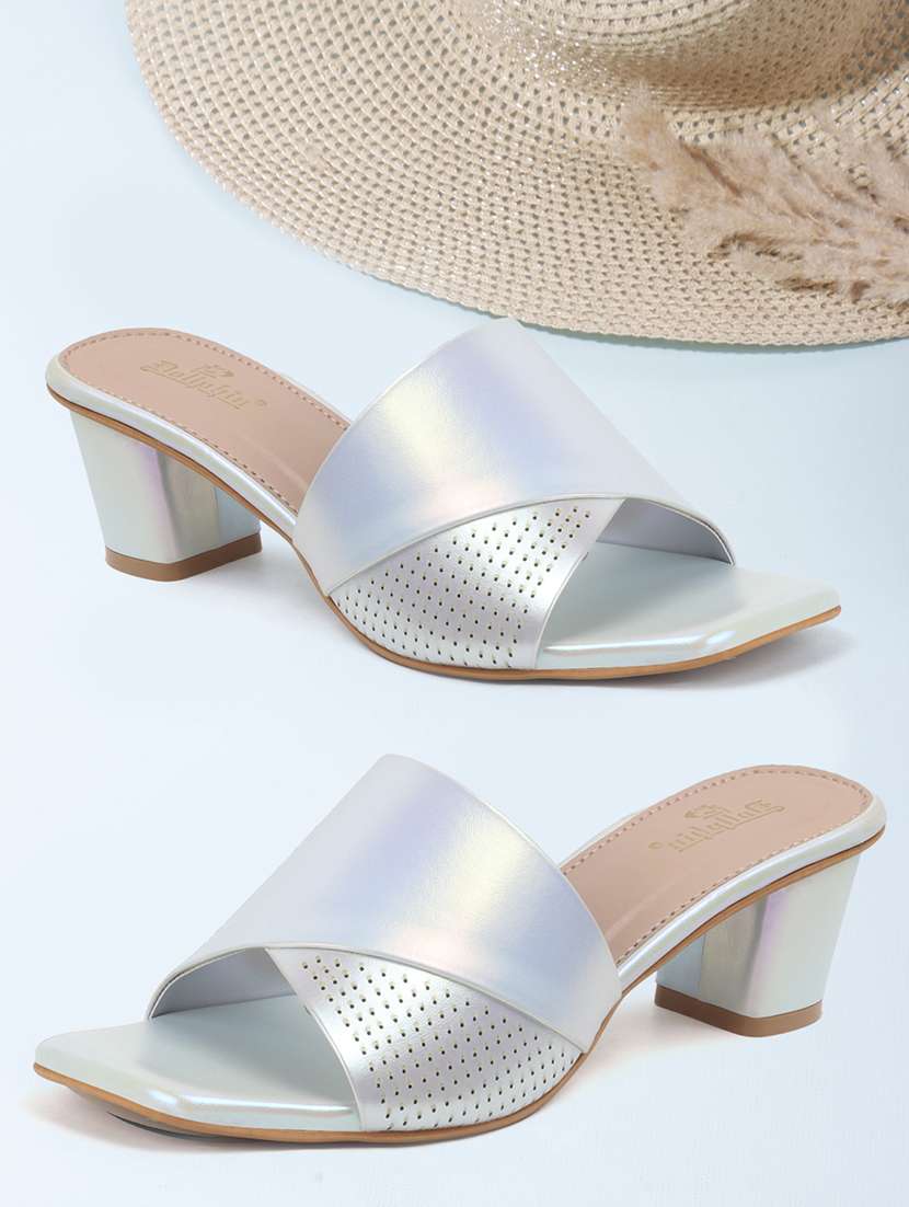 women solid slip on block heel sandal - 22078276 - Zoom Image - 0