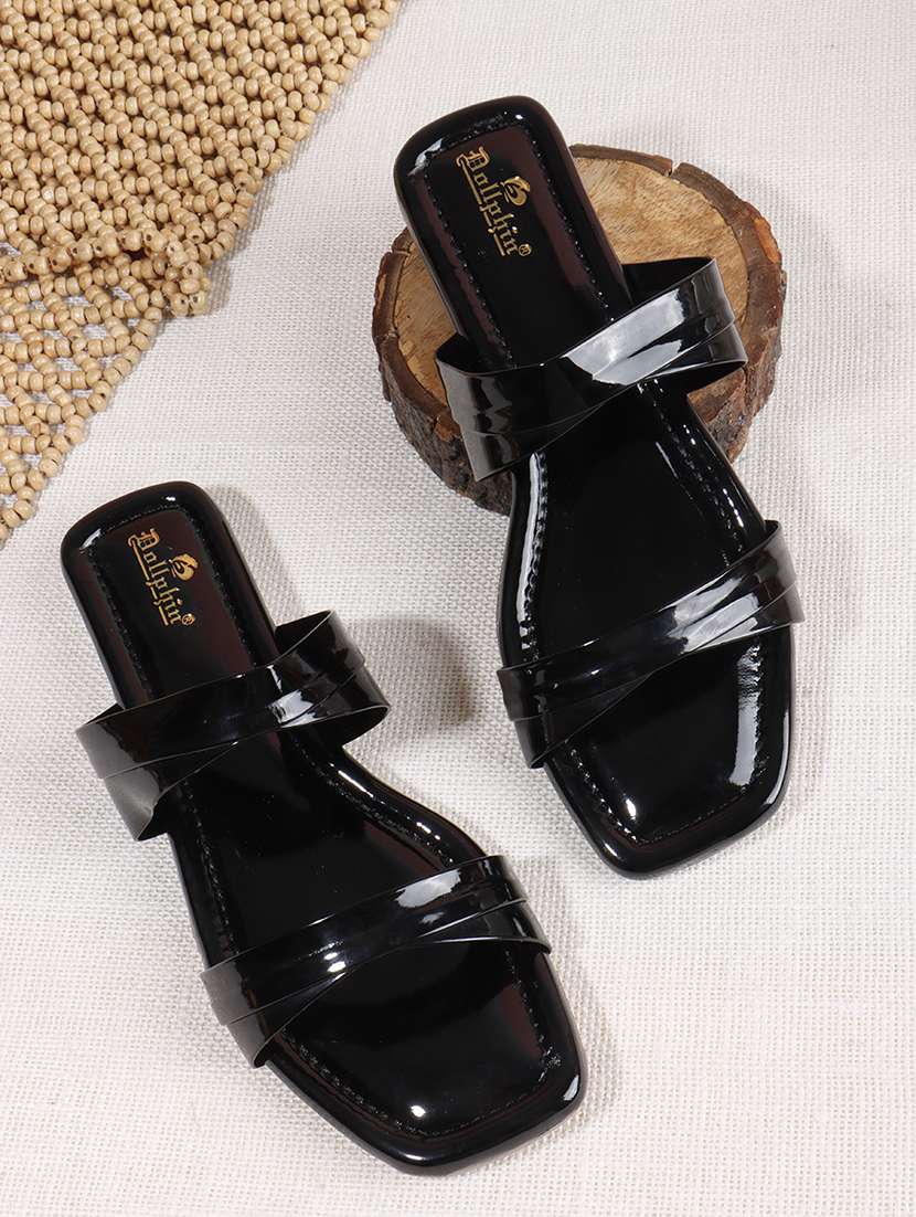 women solid slip on flats