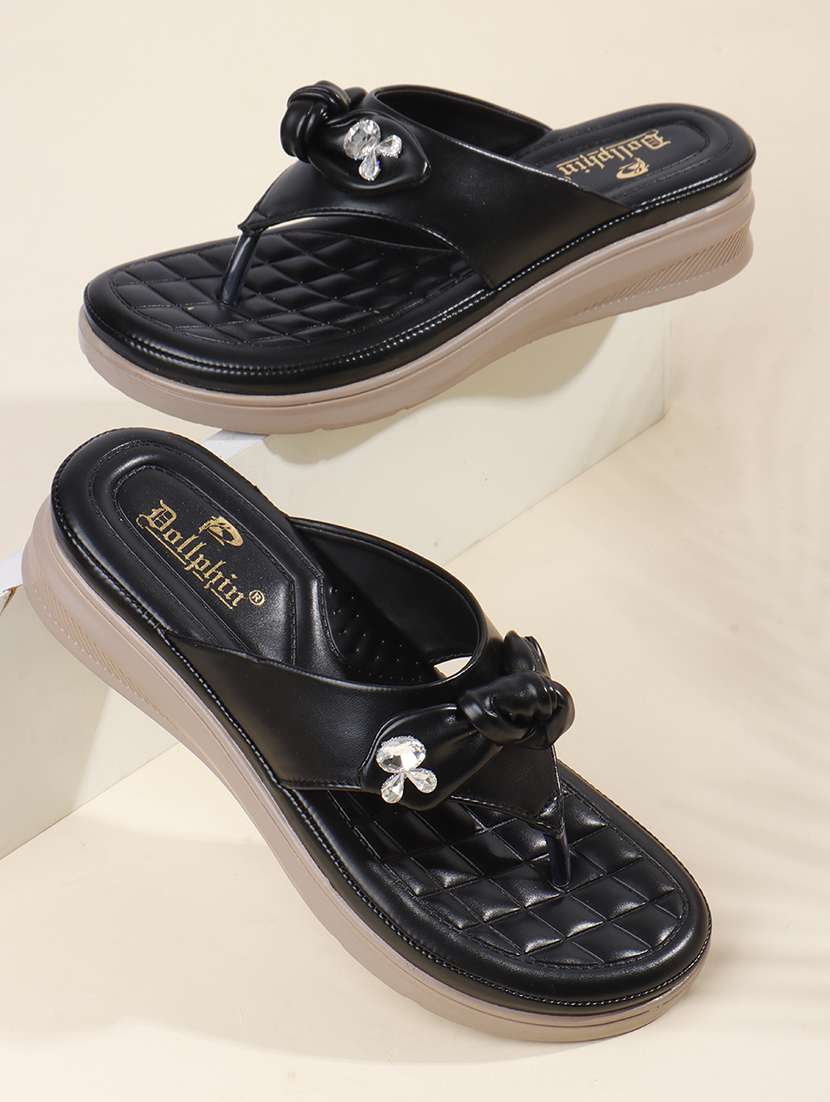 women black slip on wedge