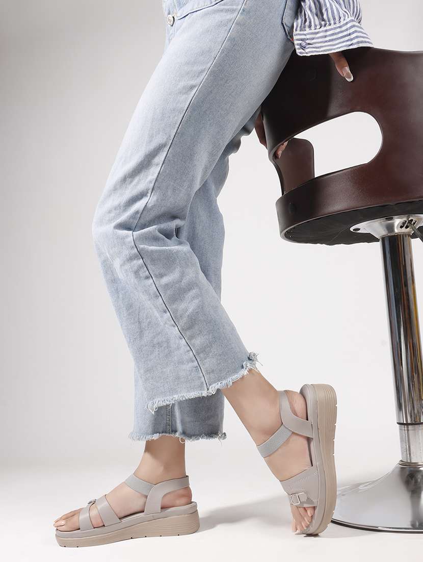 women solid back strap wedge - 22078309 - Standard Image - 1