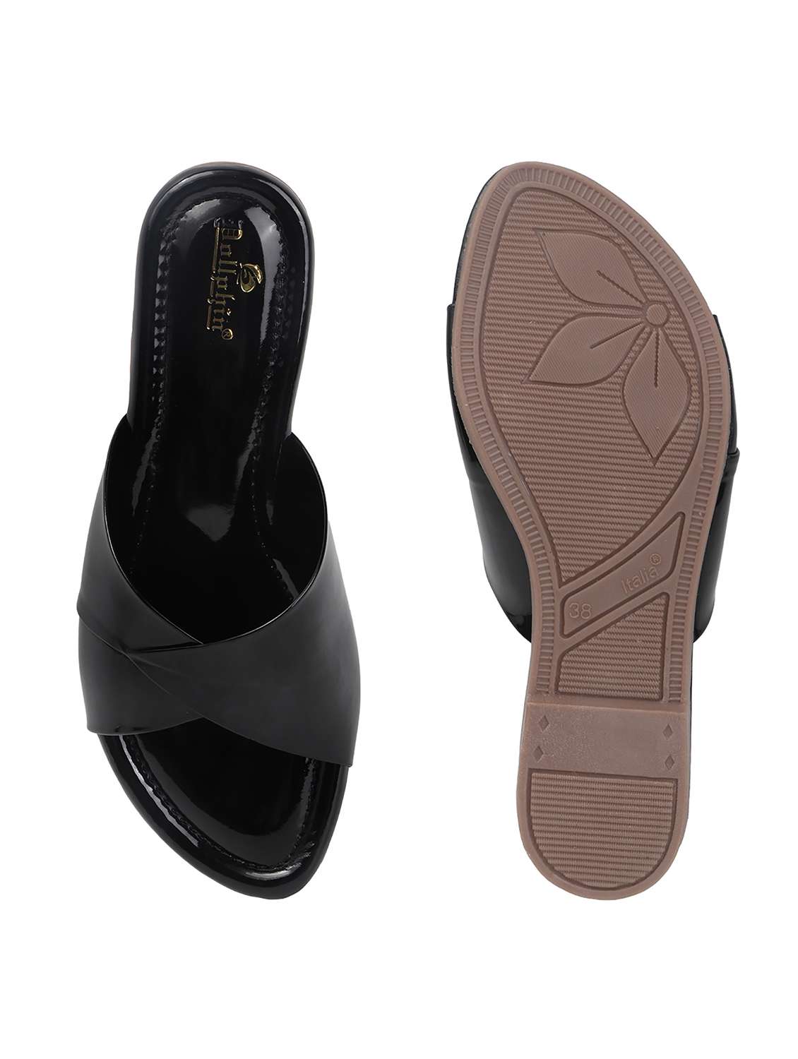 women black solid slip on flats - 22078333 -  Standard Image - 4