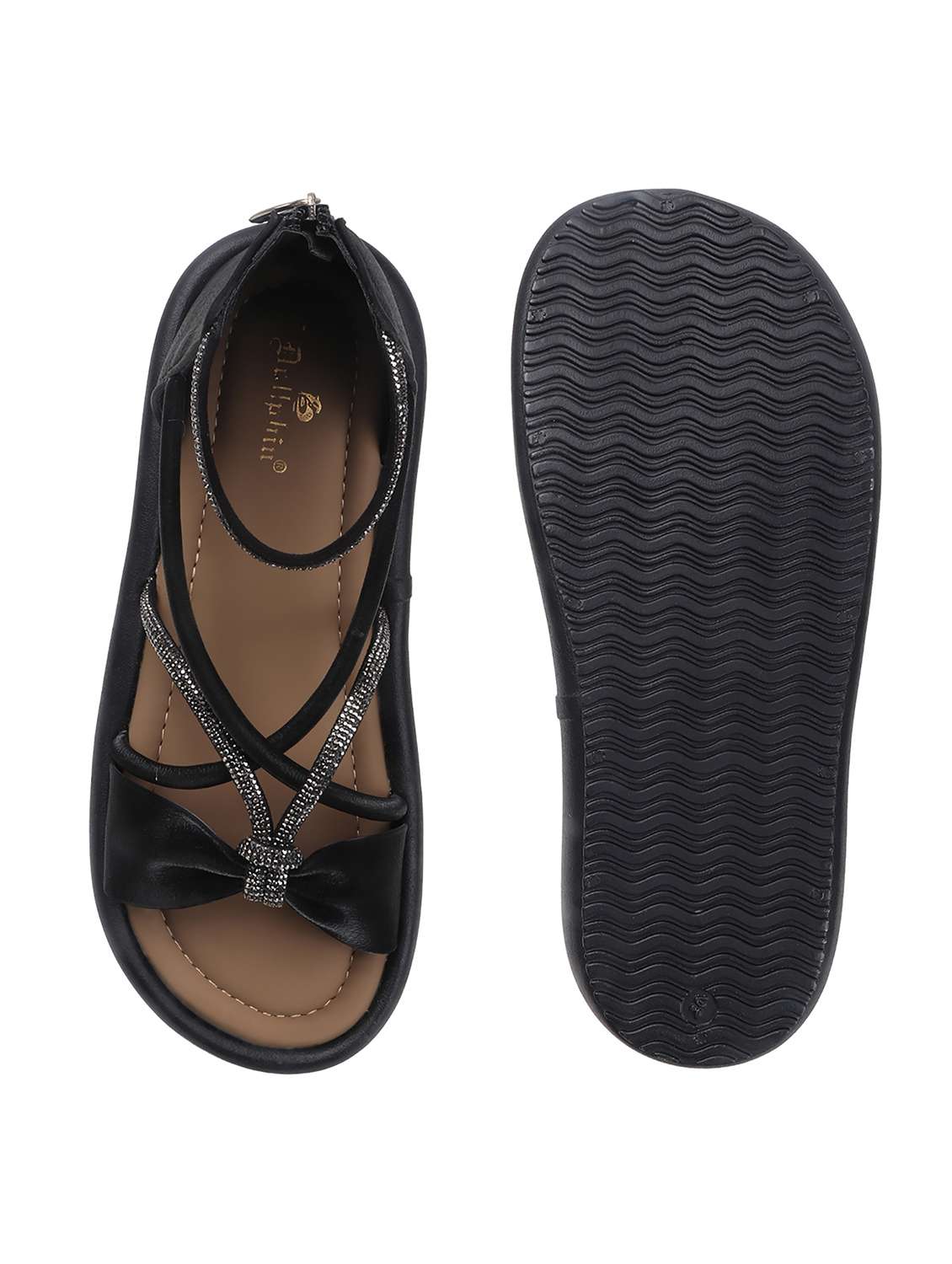 women black solid strappy gladiators flats - 22078335 - Standard Image - 4