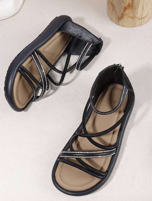 women solid strappy gladiators flats - 22078339 - Standard Image - 0