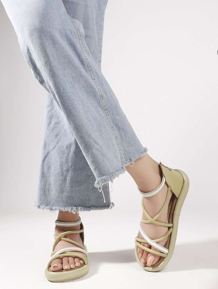 women solid strappy gladiators flats - 22078340 -  Standard Image - 1
