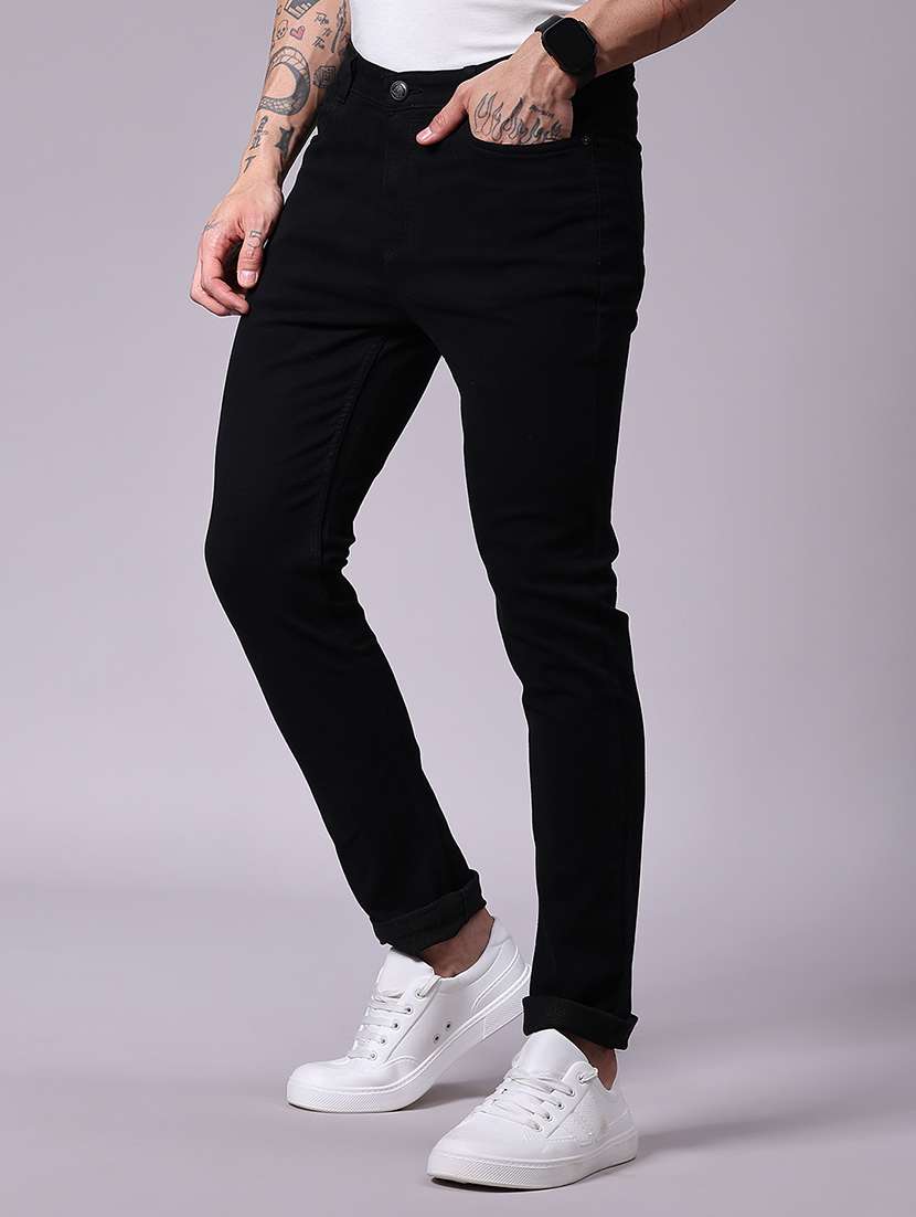 men plain mid rise full length jeans - 22078353 -  Standard Image - 1