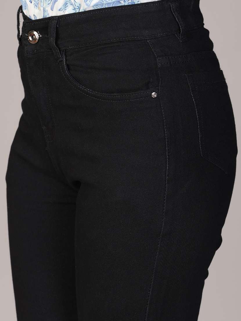 women black solid rise slim fit jean - 22078355 -  Standard Image - 4