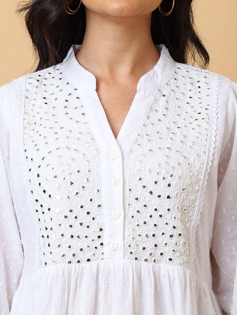 women embellished mandarin neck tiered dress - 22078362 - Standard Image - 4