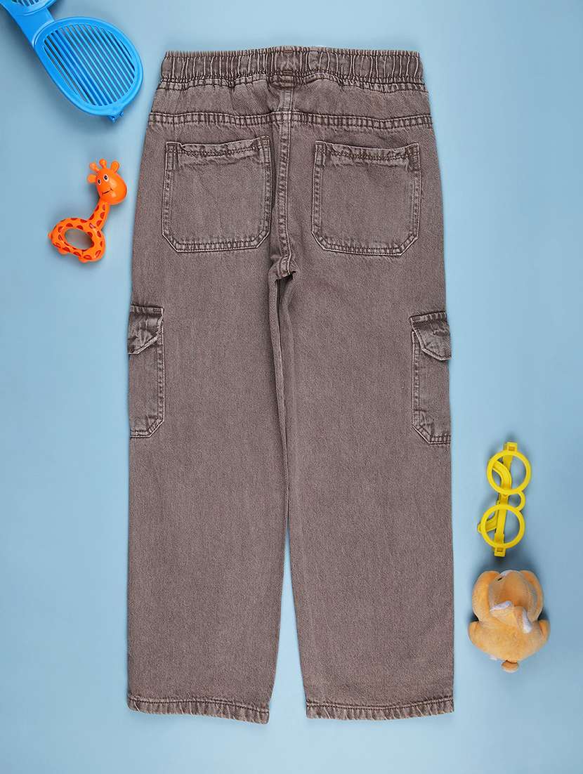 boys solid mid rise denim cargo - 22078373 -  Standard Image - 1