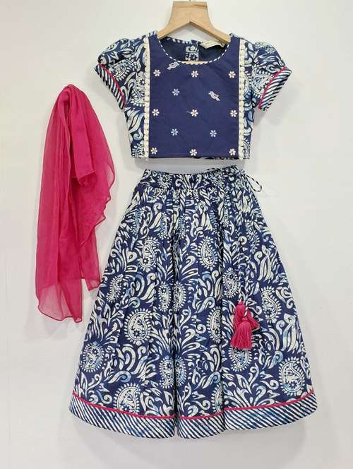 girls printed lehenga choli with dupatta set