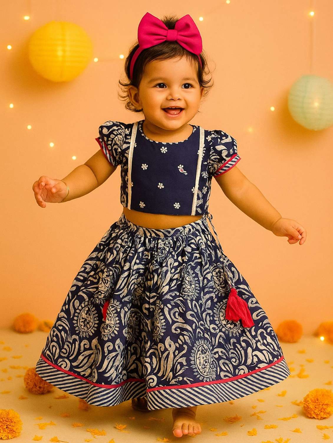 girls printed lehenga choli with dupatta set - 22078376 -  Standard Image - 1