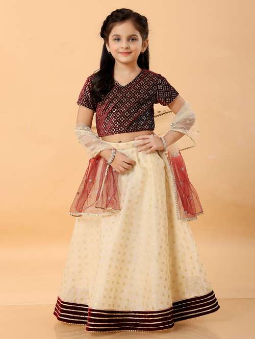 girls printed lehenga choli with dupatta set