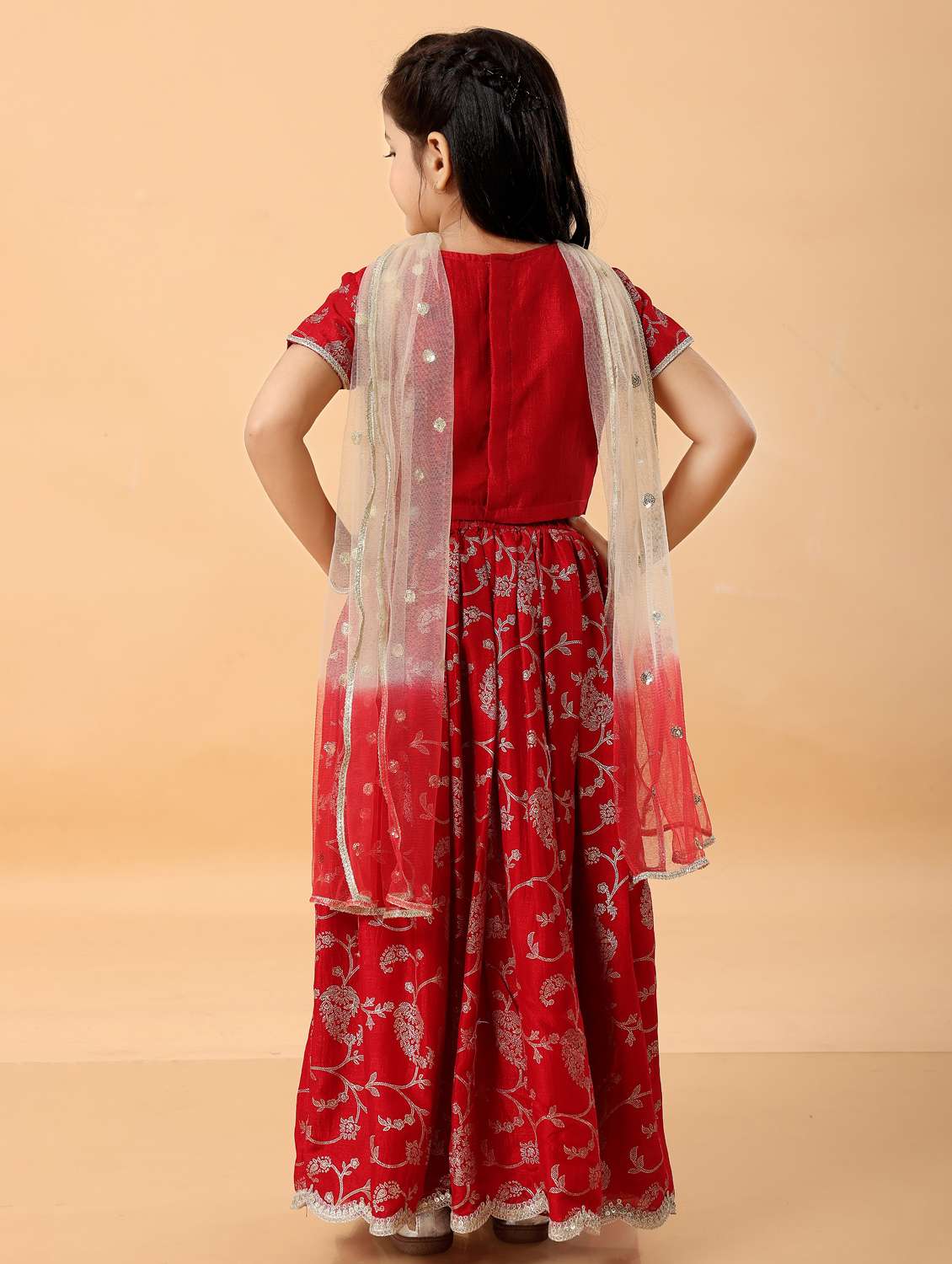 Girls Embroidered Lehenga Choli With Dupatta Set