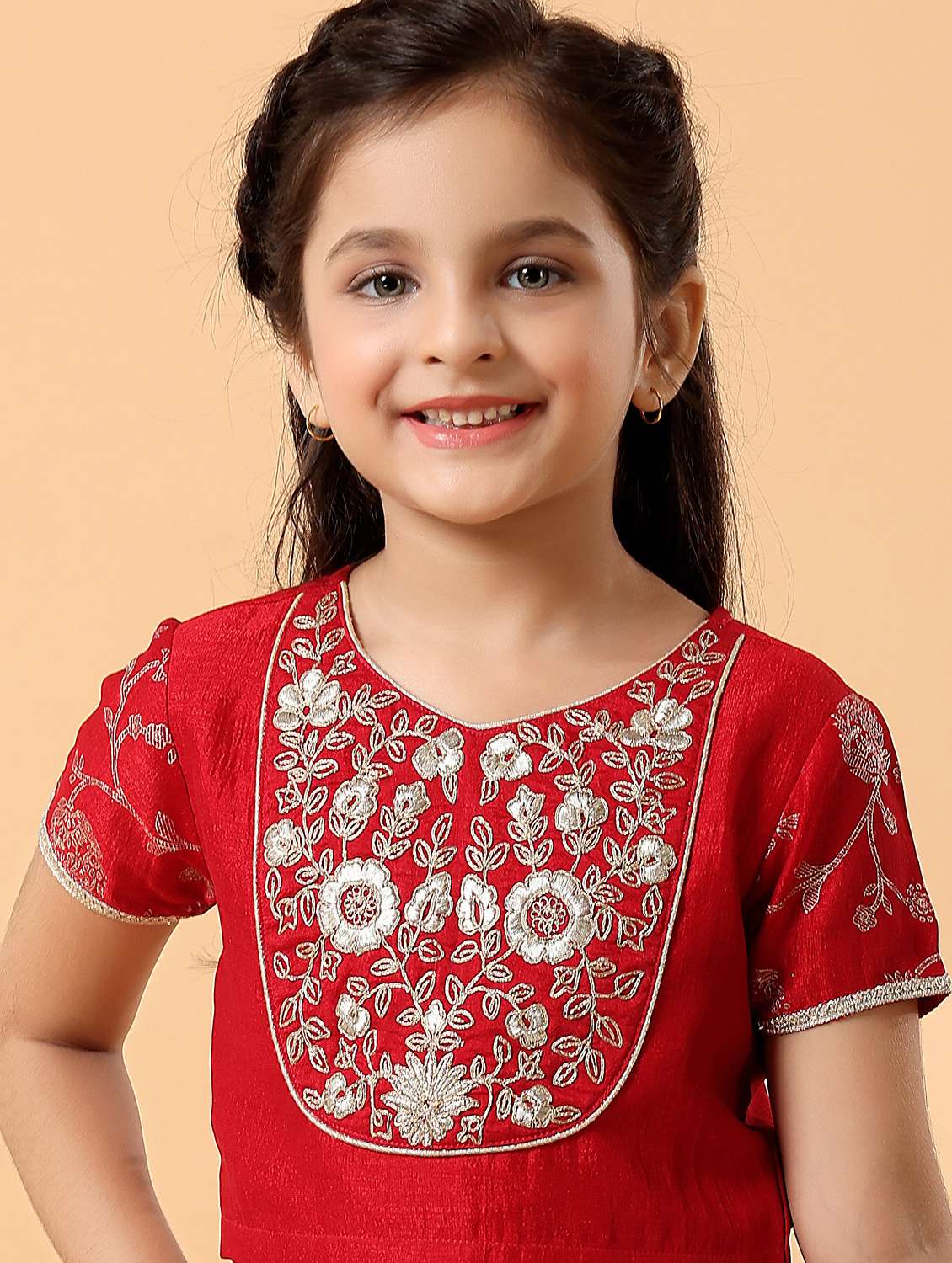 girls embroidered lehenga choli with dupatta set - 22078384 - Standard Image - 4