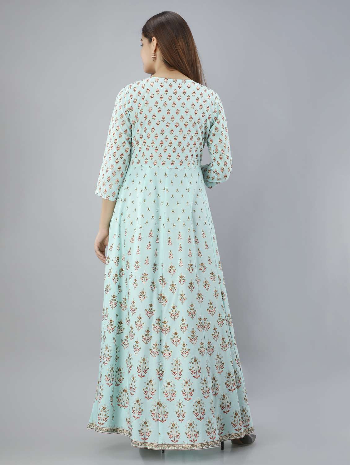 women floral printed three quarter sleeve anarkali ethnic dress - 22078420 - Standard Image - 4